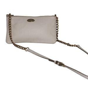 Coach White Cream Pebbled Leather Crossbody Chain Strap